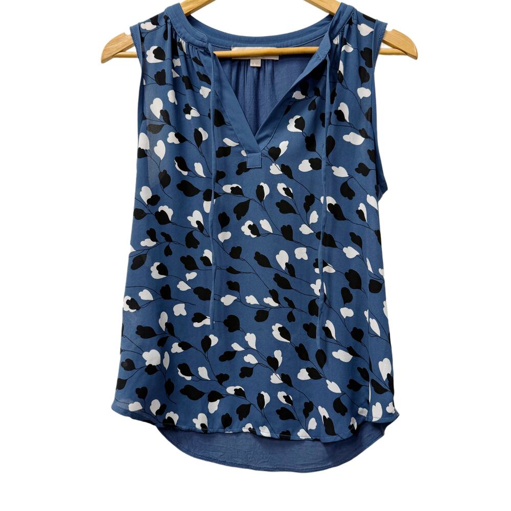 Loft woman's blue black and white pattern sleeveless top in size XS
